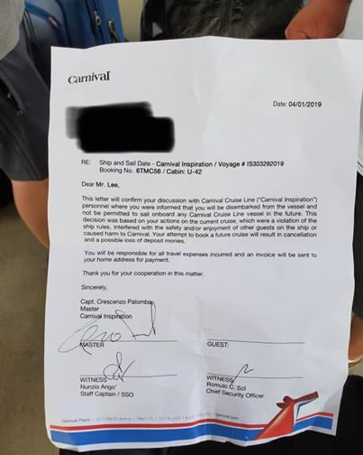 嘉年華游輪乘客投訴信
